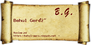 Behul Gerő névjegykártya